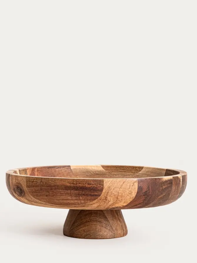 Patera MOOKA akacjowa zaokrąglana na nóżce 30,5x11 cm