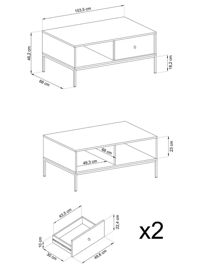 Szafka RTV MONO! granatowa 103,5x46,2x68 cm
