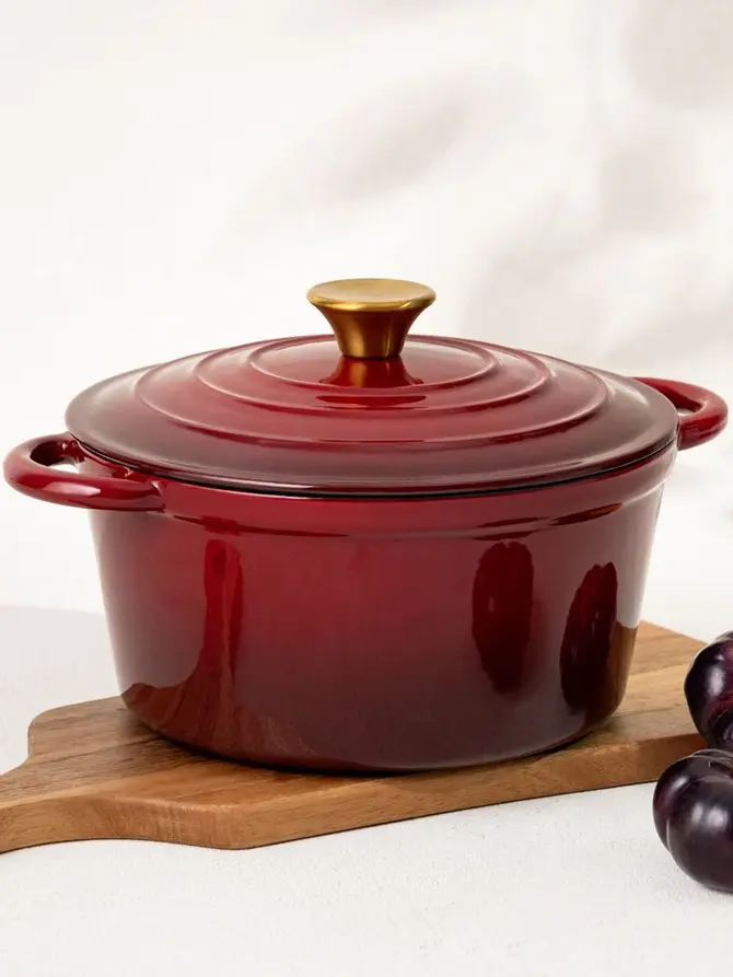 Garnek żeliwny ANDREAS bordowy tradycyjny ombre 24 cm 4 l