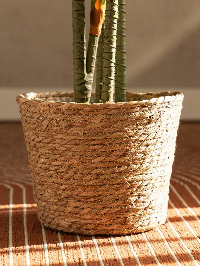 Osłonka na doniczkę LUMBO pleciona naturalna 19x15 cm