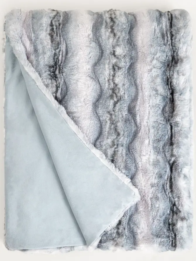 Koc PERTH z imitacji futra niebieski 150x200 CM