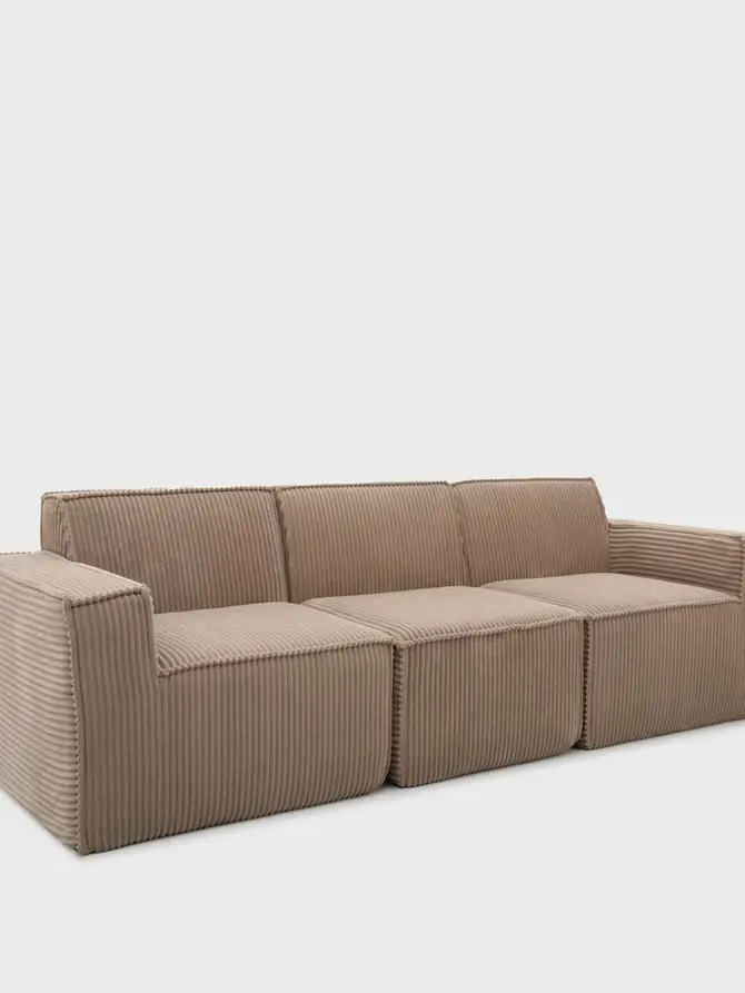 Sofa modułowa LYKKE 3-osobowa beżowa piankowa sztruksowa 263x88x73 cm