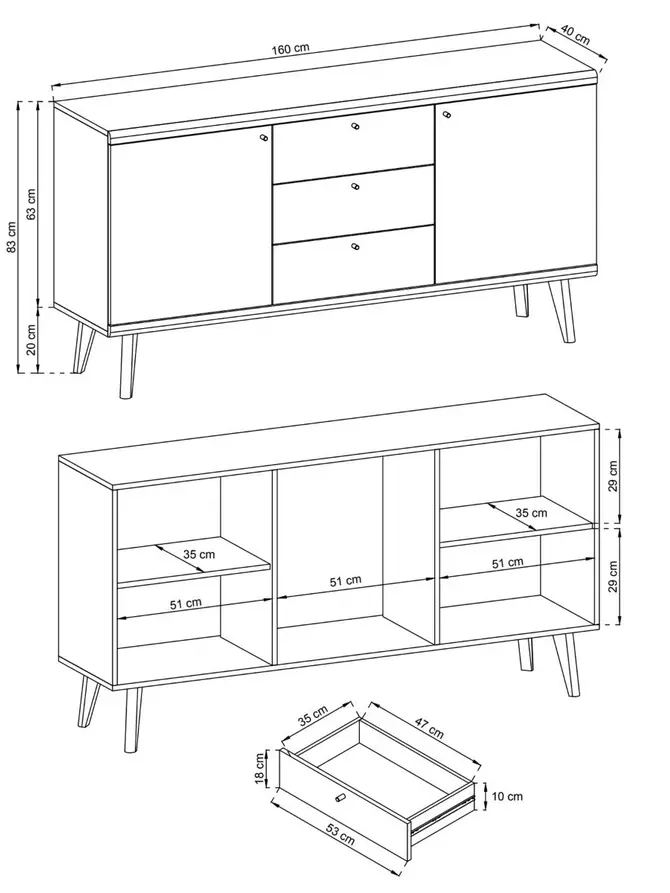Komoda PRIMO biała 160x40x83 cm