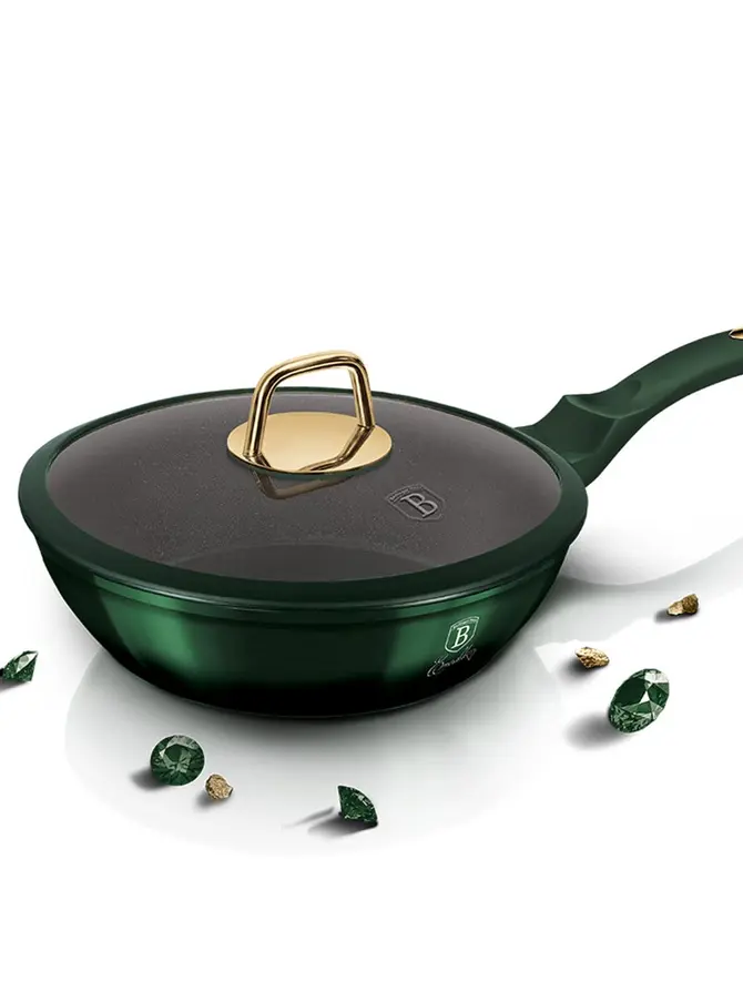 Patelnia EMERALD głęboka z pokrywką 24 cm