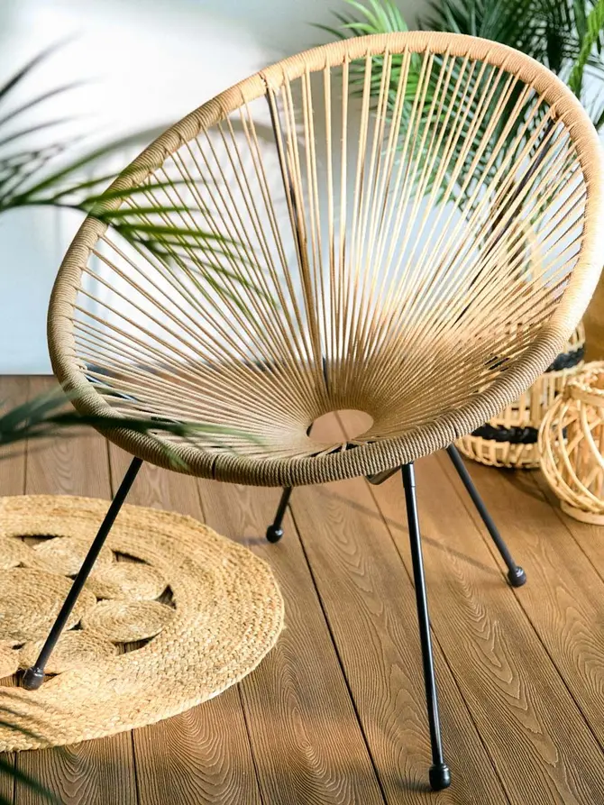 Fotel ACAPULCO TWIST z linki technorattan ze splotem twist naturalny 71x71x80 cm