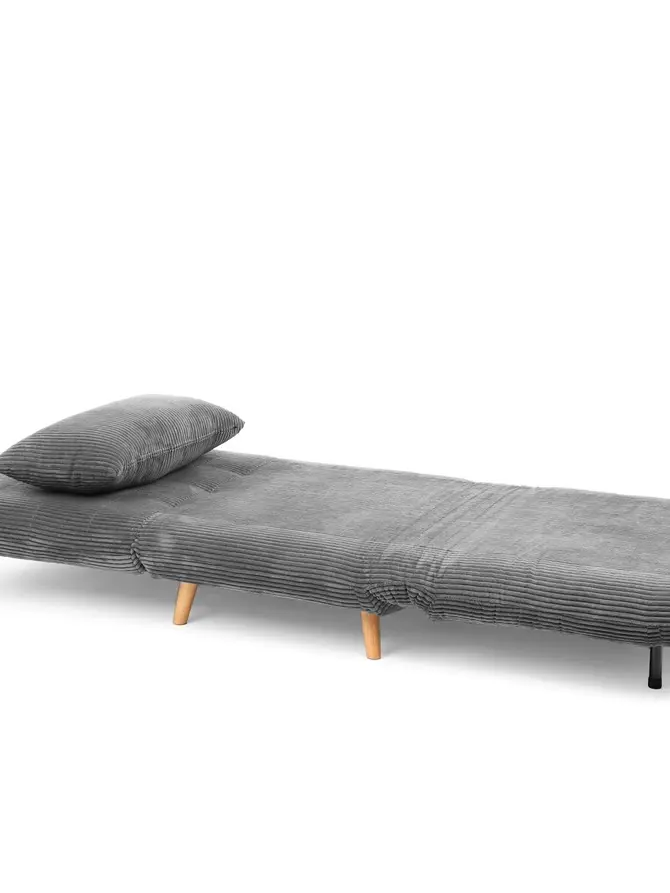 Sofa SOLACE 1-osobowa, z funkcją spania sztruksowa szara 83x91x84 cm