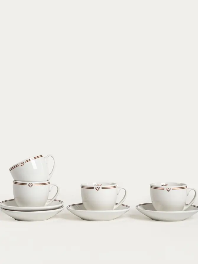 Zestaw filiżanek ze spodkiem PATISSERIE porcelanowych małych, 0,1 l 4 szt.