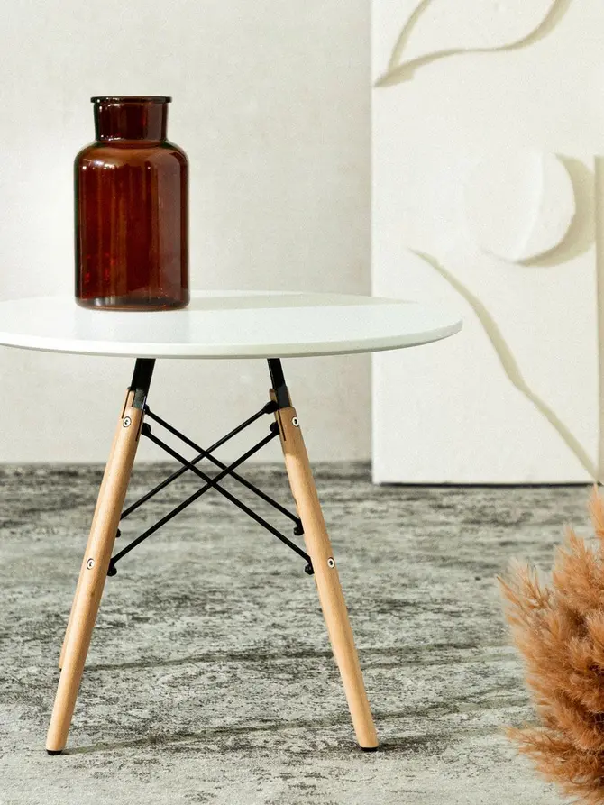 Stół TAVOLO naturalny z białym blatem 60×48cm
