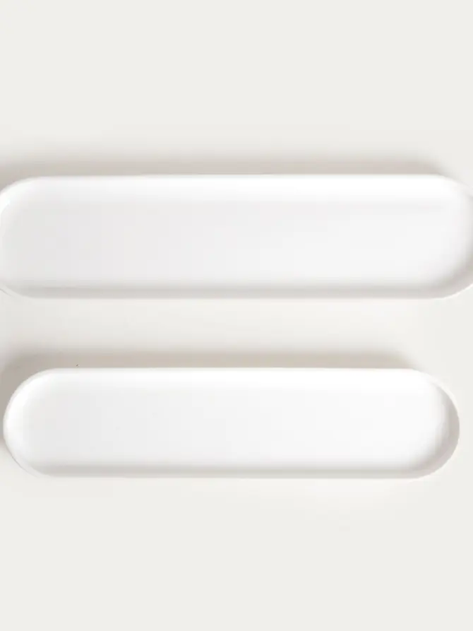 Zestaw półmisków BERGO porcelanowych białych 41x10,5 cm, 36x9 cm 2 szt.