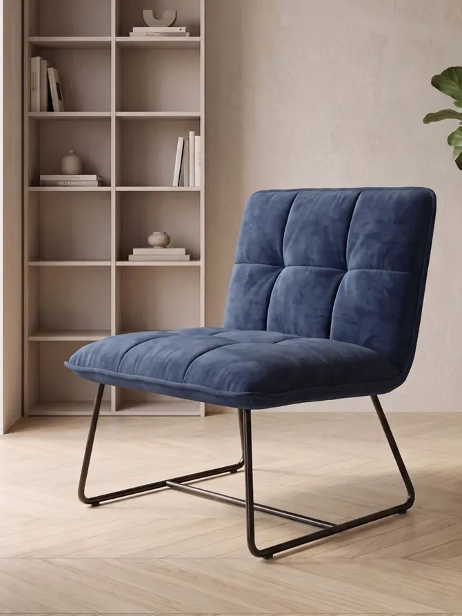 Fotel NELOX welurowy granatowy 63x69x73 cm