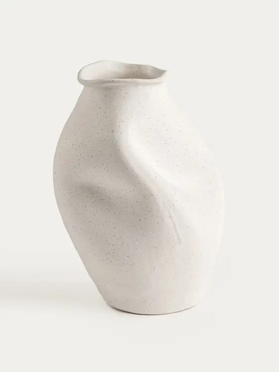 Wazon AVELIS gnieciony biały ceramiczny 14x13,5x20 cm