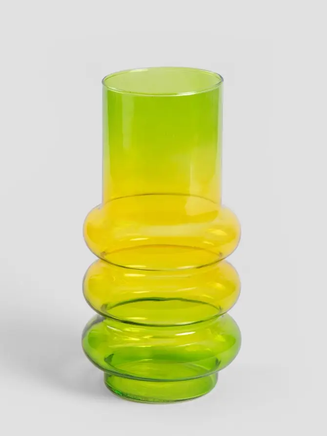 Wazon CIRCLE szklany żółto-zielony ombre 11x26cm