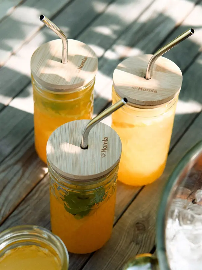 Szklanka JOCU SUMMER ze stalową słomką, 4 szt. 0,32 l
