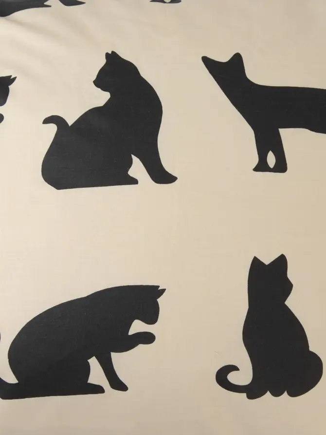 Pościel POES bawełniana beżowa w koty 220x200 + 2*70x80 cm