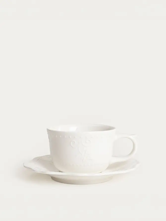 Filiżanka ze spodkiem VISTAL porcelanowa biała 0,2 l