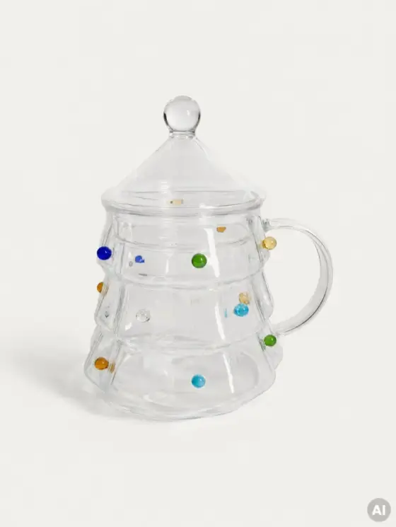Szklanka TWINKLE z pokrywką, w kształcie choinki 360 ml