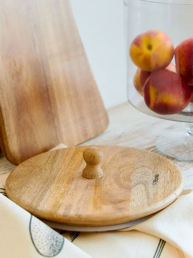 Patera WOOD COLONY szklana na nóżce L 22x21 cm