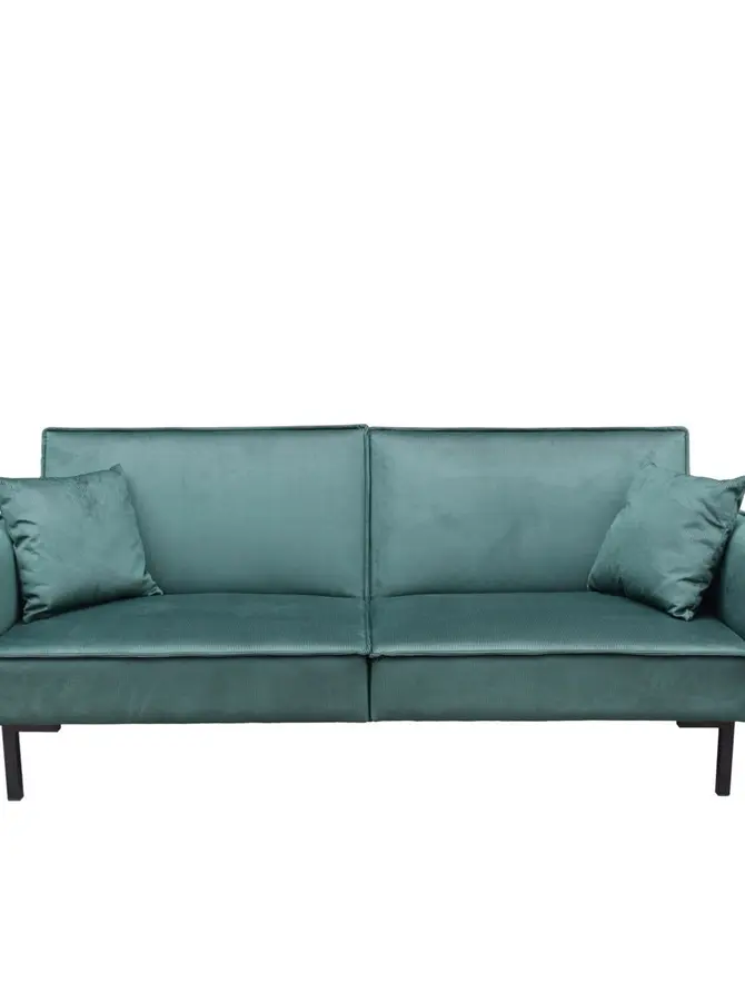 Sofa CANTO 3-osobowa, z funkcją spania, welurowa zielona 199x90x85 cm