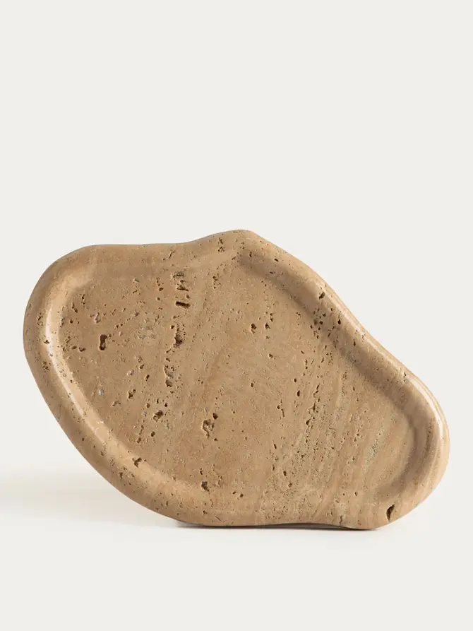 Taca dekoracyjna MARMURI nieregularna z trawertynu 23x15x1,5 cm