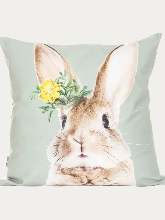 Poszewka BRUCE z motywem królika pistacjowa 45x45 cm