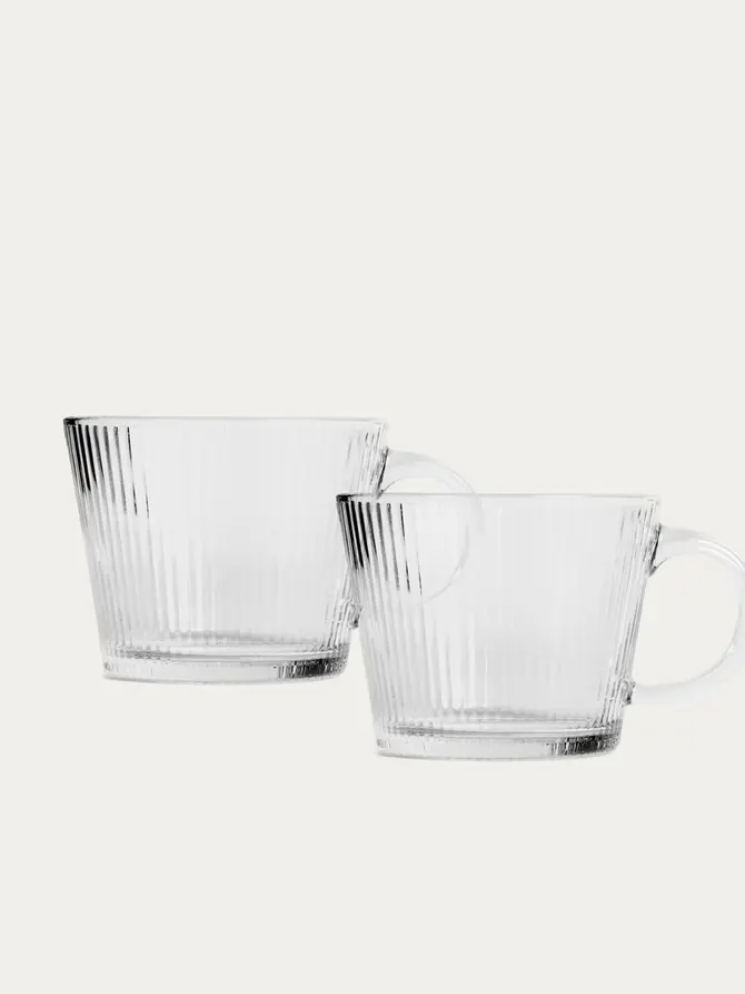 Zestaw filiżanek GLASSICO szklanych ryflowanych, 2 szt. 0,42 l