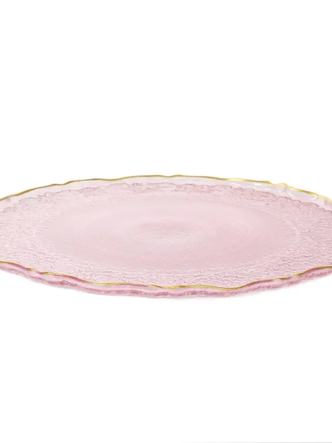 Talerz LISALA różowy ze złotą obwódką 28 cm