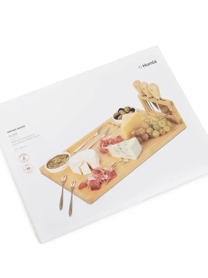 Deska RUMI do serwowania z miseczkami i widelczykami 37x28 cm