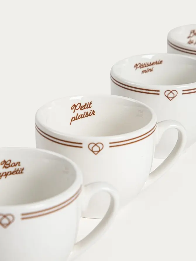 Zestaw filiżanek ze spodkiem PATISSERIE porcelanowych dużych, 0,25 l 4 szt.