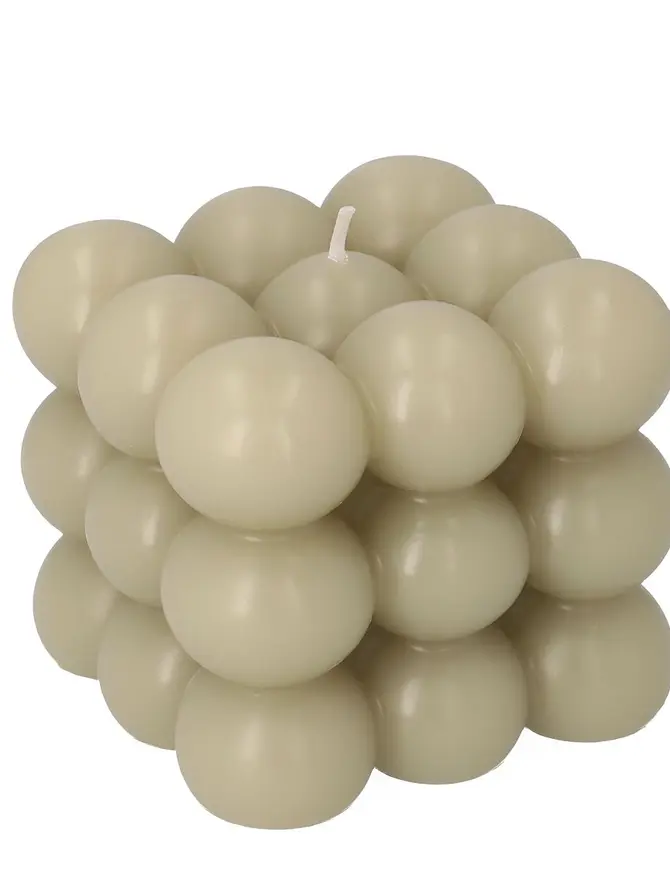 Świeca BUBBLE beżowa 10x10x10 cm