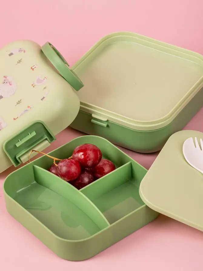 Lunchbox B2 PECORA zielony w owieczki 1150ml