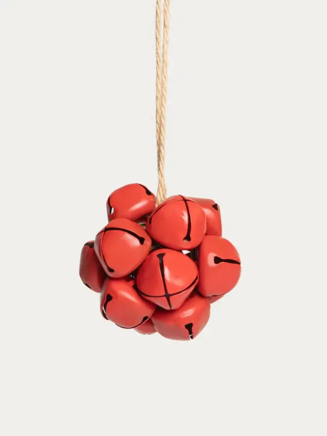 Zawieszka BEELO kula z metalowych dzwonków czerwona 8 cm