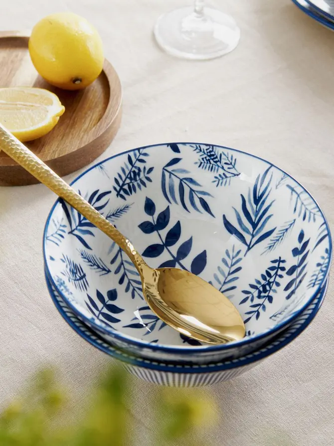Miska NAVIA granatowa w listki 15 cm
