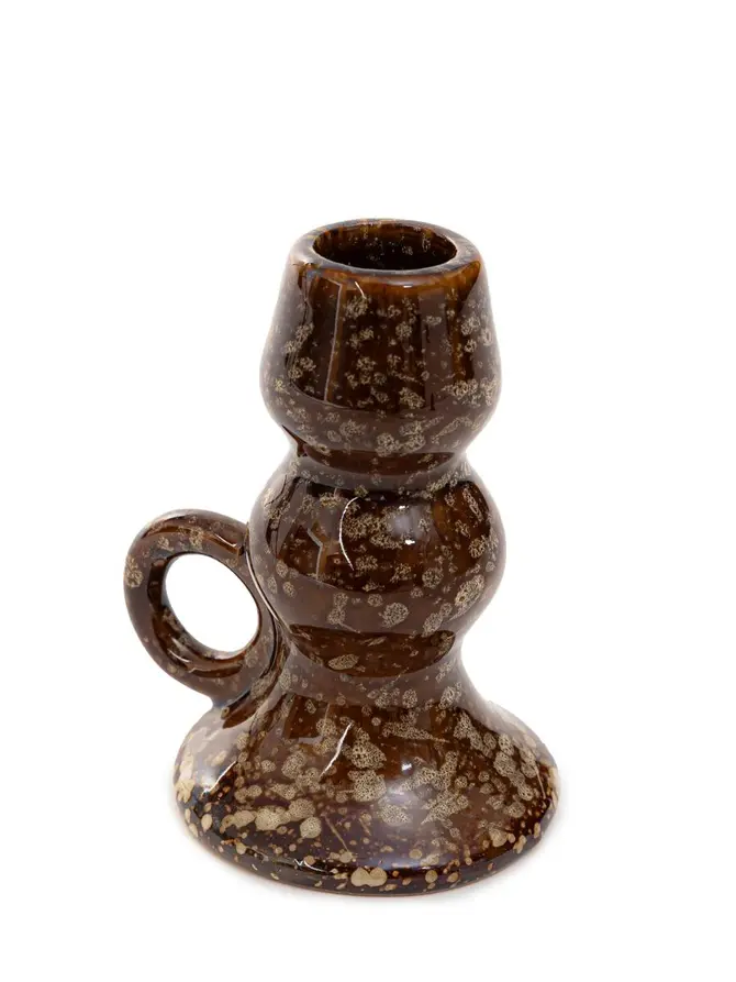 Świecznik ROLO ceramiczny brązowy 8,5x7x10,5 cm