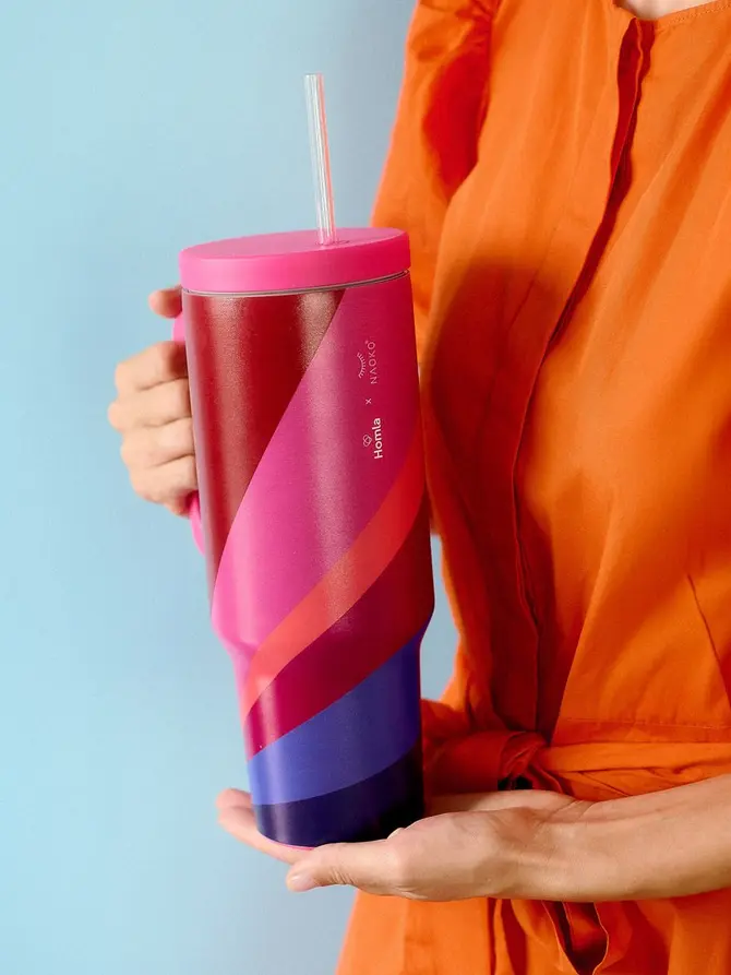 Kubek termiczny NAOKO ze słomką 1,2 l