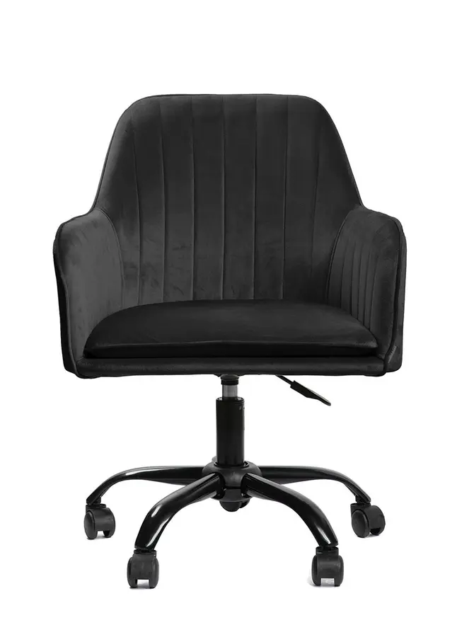 Fotel TEILL welurowy obrotowy czarny 56x58x81-91 cm