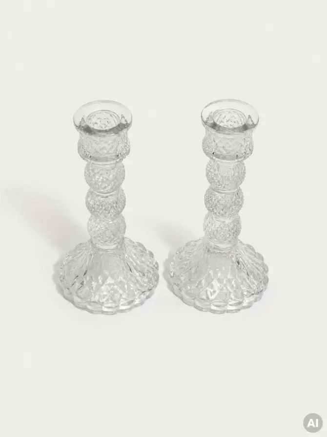 Zestaw świeczników RIFF szklanych transparentnych 2 szt. 8,2x8,2x15,2 cm