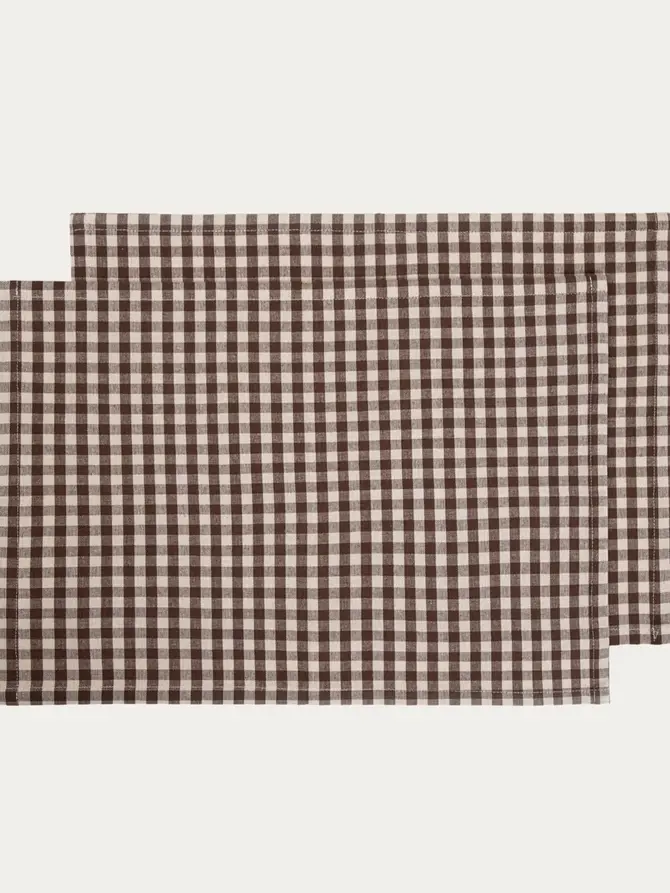 Maty stołowe MARAVILLA bawełniane w brązową kratkę, zestaw 2 szt. 2*30x45
