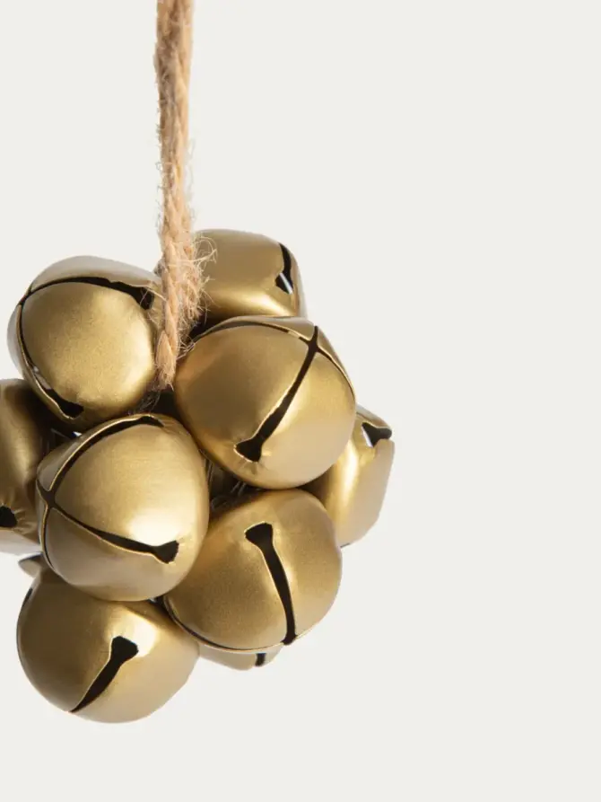 Zawieszka BEELO kula z metalowych dzwonków złota 8 cm