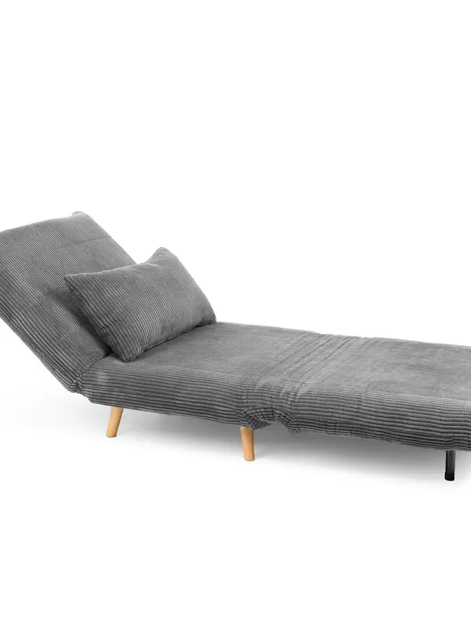 Sofa SOLACE 1-osobowa, z funkcją spania sztruksowa szara 83x91x84 cm