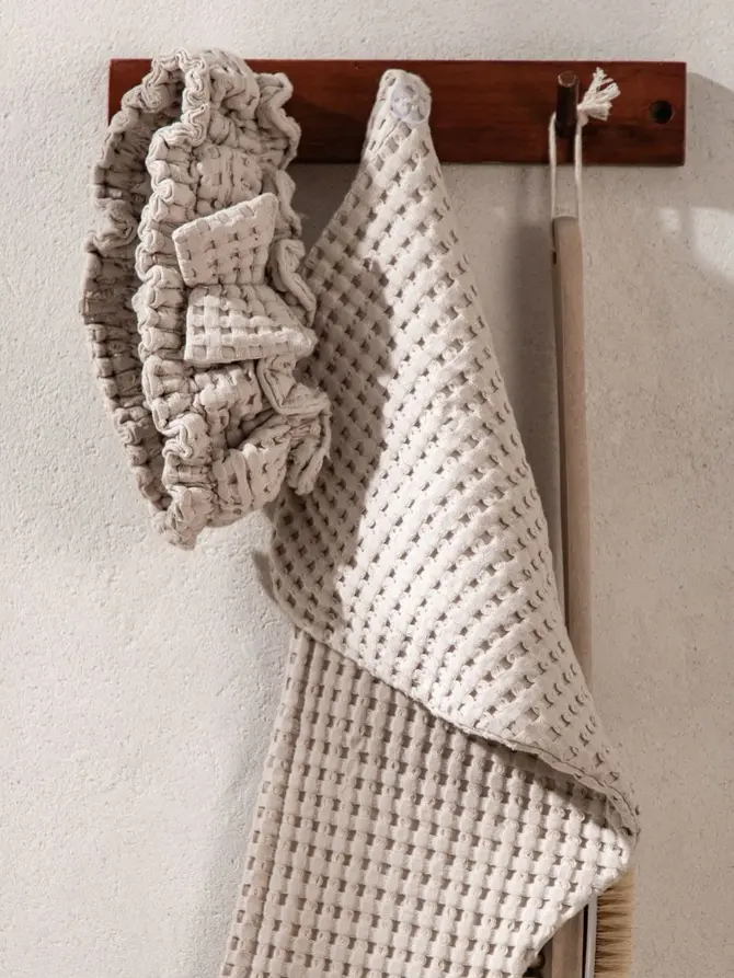 Zestaw opaska i turban VAFFEL beżowy 10x23 cm
