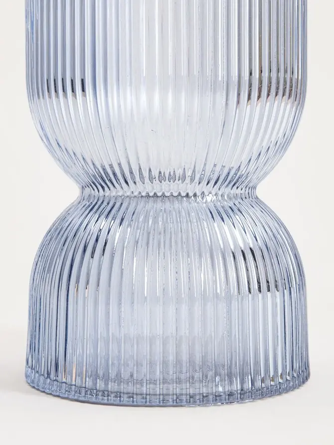 Wazon LIMPID szklany prążkowany błękitny 20 cm