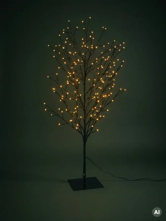 Dekoracja LED MARSIE czarne drzewko duże 240 LED, 17x120 cm