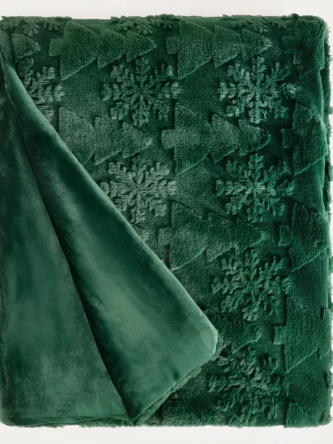Koc FROST zielony w świąteczny wzór 150x200 cm