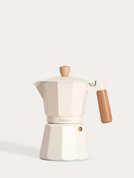 Kawiarka MIA MOKKA śmietankowa z drewnianym uchwytem 6 cups