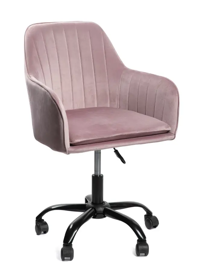 Fotel TEILL welurowy obrotowy różowy 56x58x81-91 cm