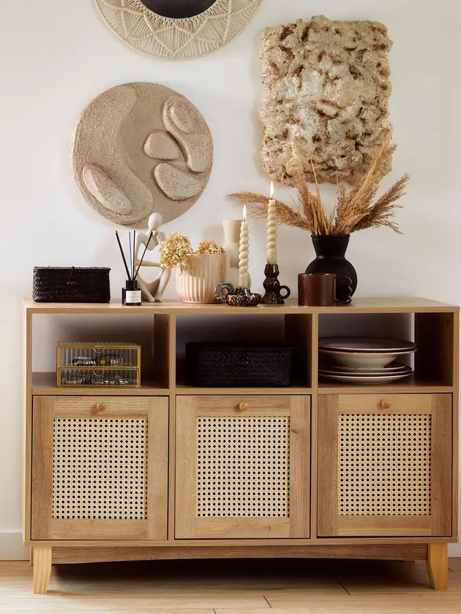 Komoda NOTTO z rattanem 110x35x72 cm