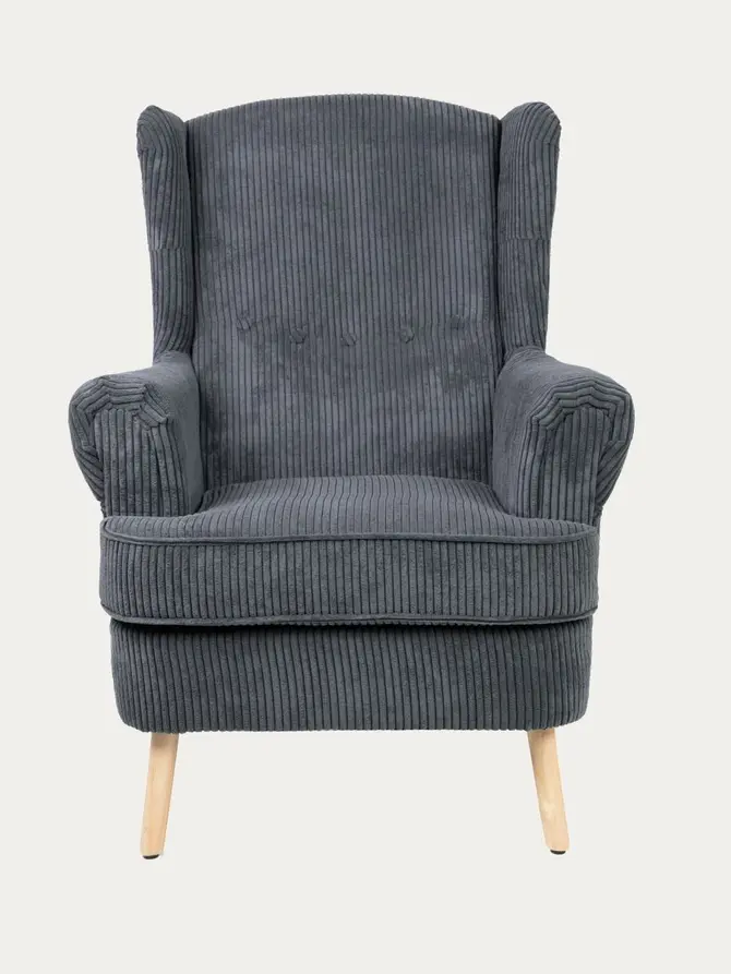 Fotel FOSSBY FASO sztruksowy szary 86x85x108 cm