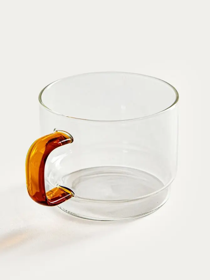 Zestaw szklanek VOLA piętrowanych z bursztynowym uchem 4 szt. 350 ml