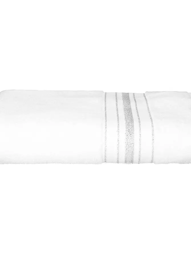 Ręcznik DUKE z paskami lureksowymi biały 50x90 cm
