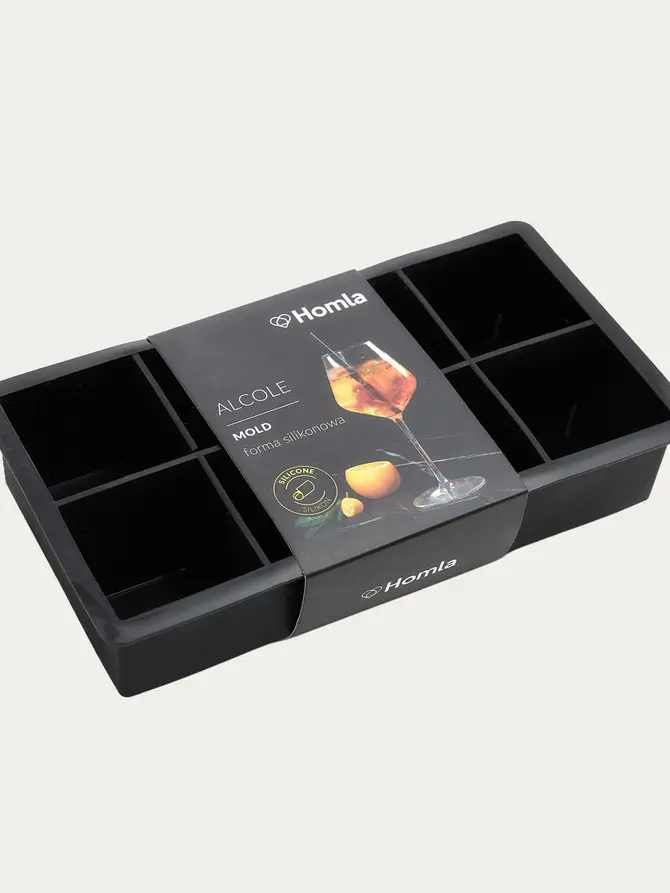 Foremka ALCOLE na kostki lodu kwadratowe czarna 22x11 cm